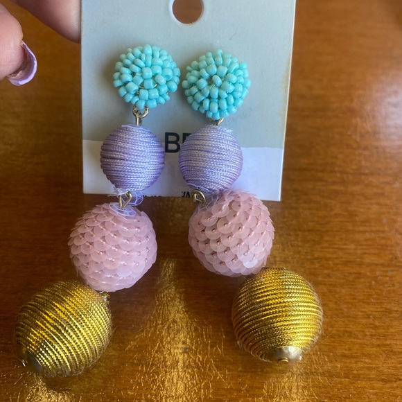 BP Nordstrom Multi color round sequin beaded texture drop round ball earrings - Picture 1 of 5